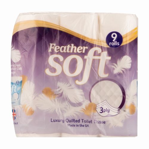 FEATHER SOFT TOILET TISSUE ROLL 3PLY 9PK