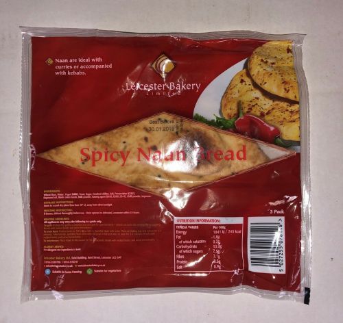 LEICESTER BAKERY SPICY NAAN (Large)  4pk
