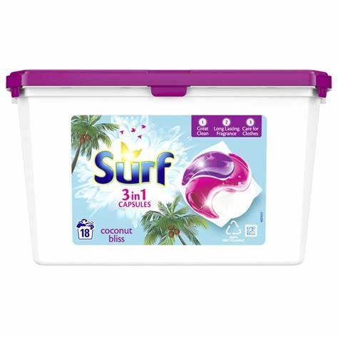 SURF 3 IN1 CAPS COCONUT BLISS 18S 382G